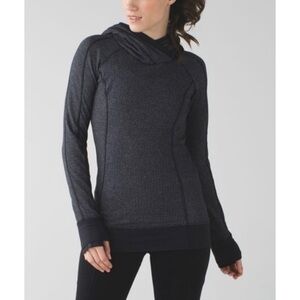 Lululemon Think Fast Hoodie Heathered Herringbone Black Size 12 Pullover
